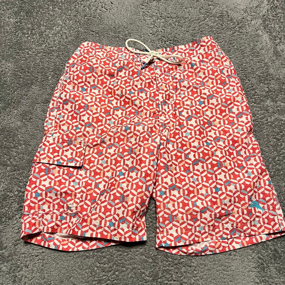 Tommy Bahama Swim Trunks Men’s Medium Mesh Lined Geometric Shorts